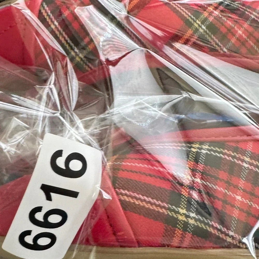 Talbots Ballet Flats Women 8.5M Red Plaid Tartan Quilted Preppy Shoes Academia